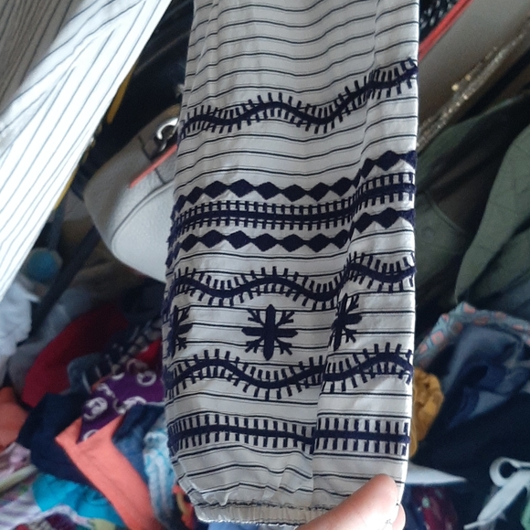 Madewell navy white striped billow sleeve top - Picture 4 of 6